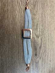 925 ITALY STERLING SILVER MESH BRACELET W/ROSE GOLD PLATED BUCKLE ACCENT